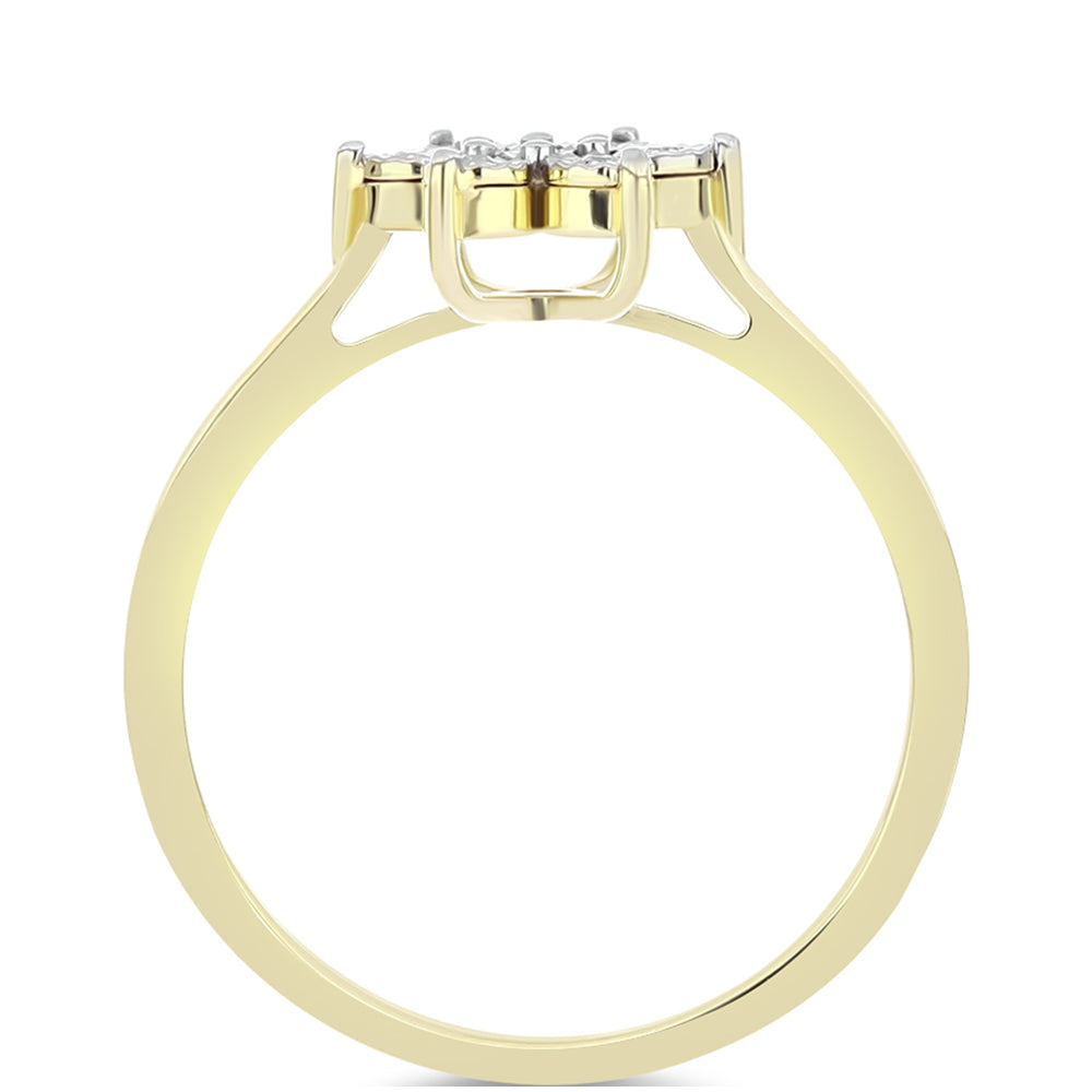 Anillo de Plata Bañada en Oro con Diamante blanco 2 