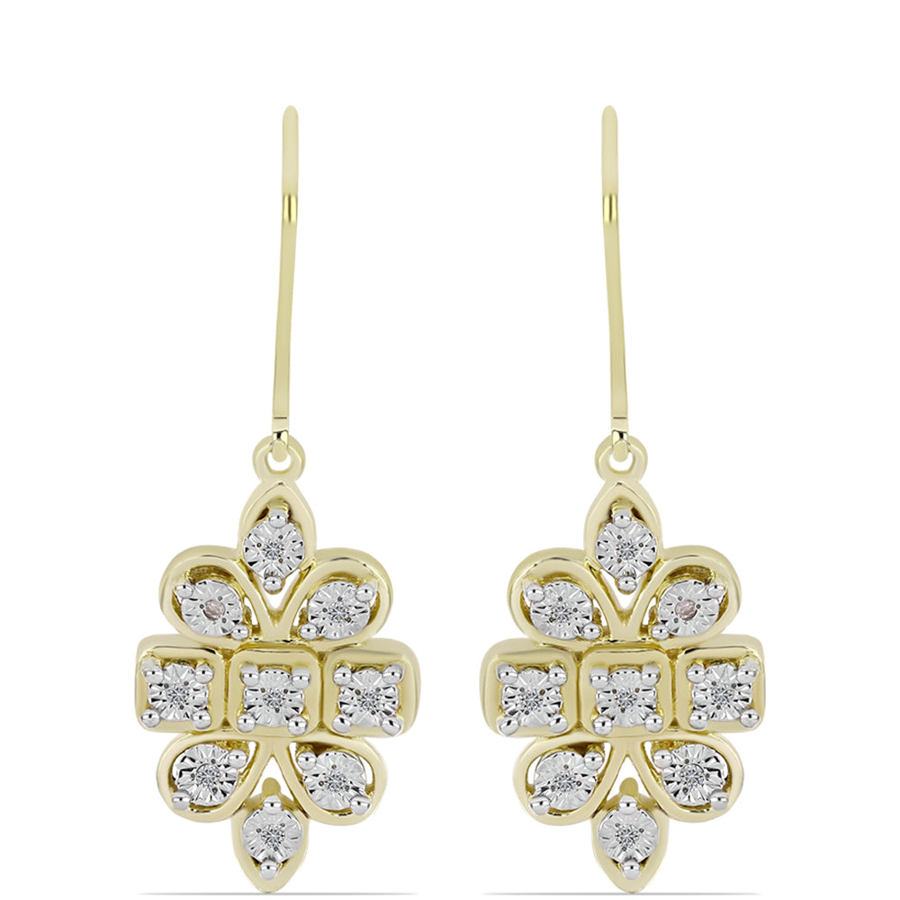 Pendientes de Plata Bañada en Oro con Diamante blanco 1 