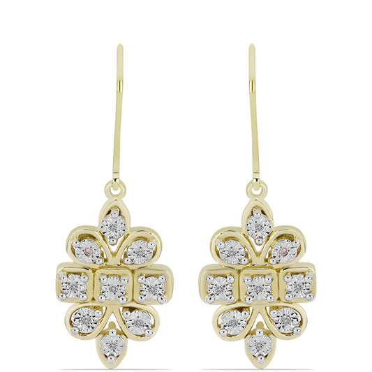 Pendientes de Plata Bañada en Oro con Diamante blanco