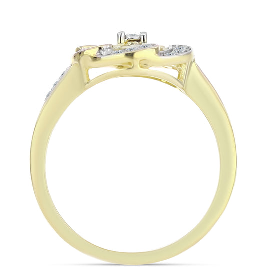 Anillo de Plata Bañada en Oro con Diamante blanco y Topacio Blanco