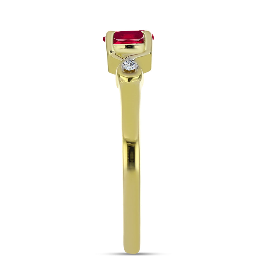 Anillo de Plata Bañada en Oro con Rubí de Madagascar y Topacio Blanco 4 