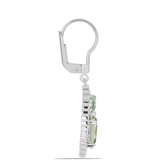 Pendientes de Plata con Amatista Verde y Topacio Blanco