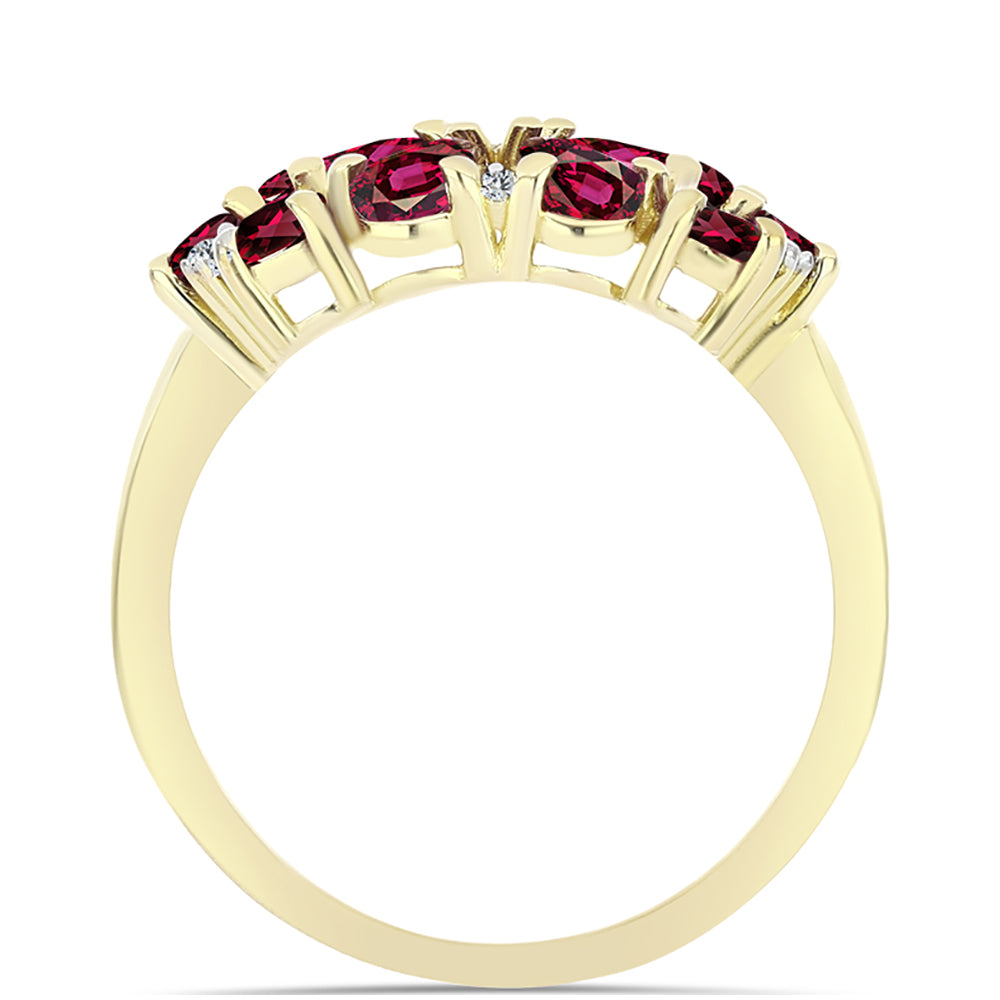 Anillo de Plata Bañada en Oro con Granate Rodolita y Topacio Blanco