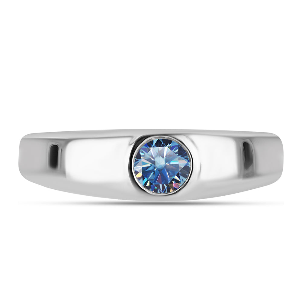 Anillo de Plata con Moisanita azul océano
