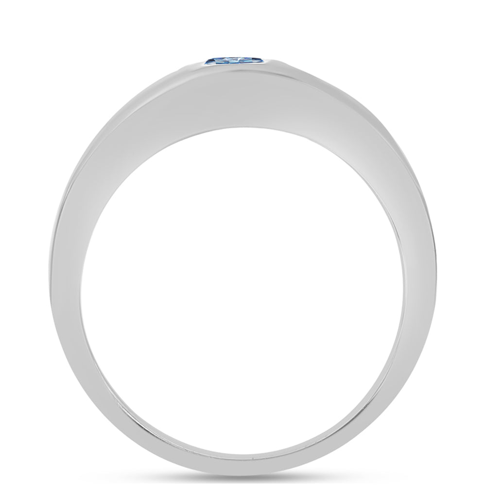 Anillo de Plata con Moisanita azul océano 2 