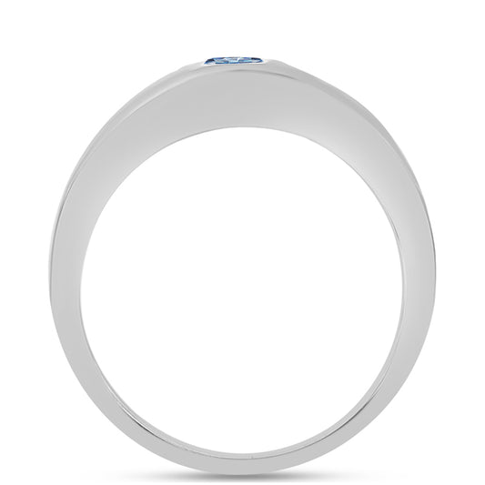 Anillo de Plata con Moisanita azul océano