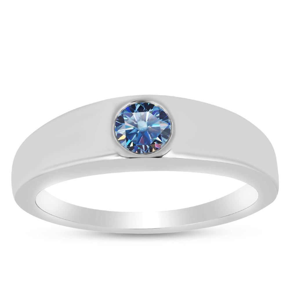 Anillo de Plata con Moisanita azul océano 3 