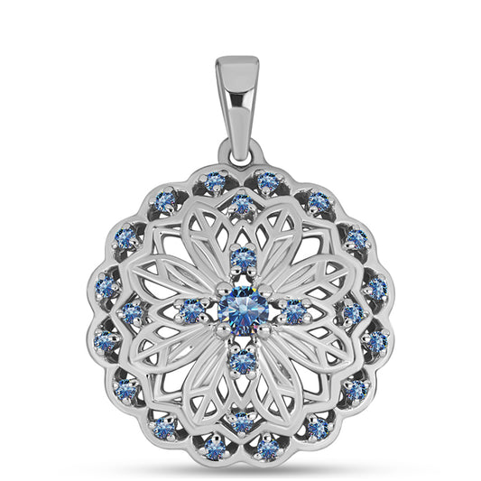 Colgante de Plata con Moisanita azul océano