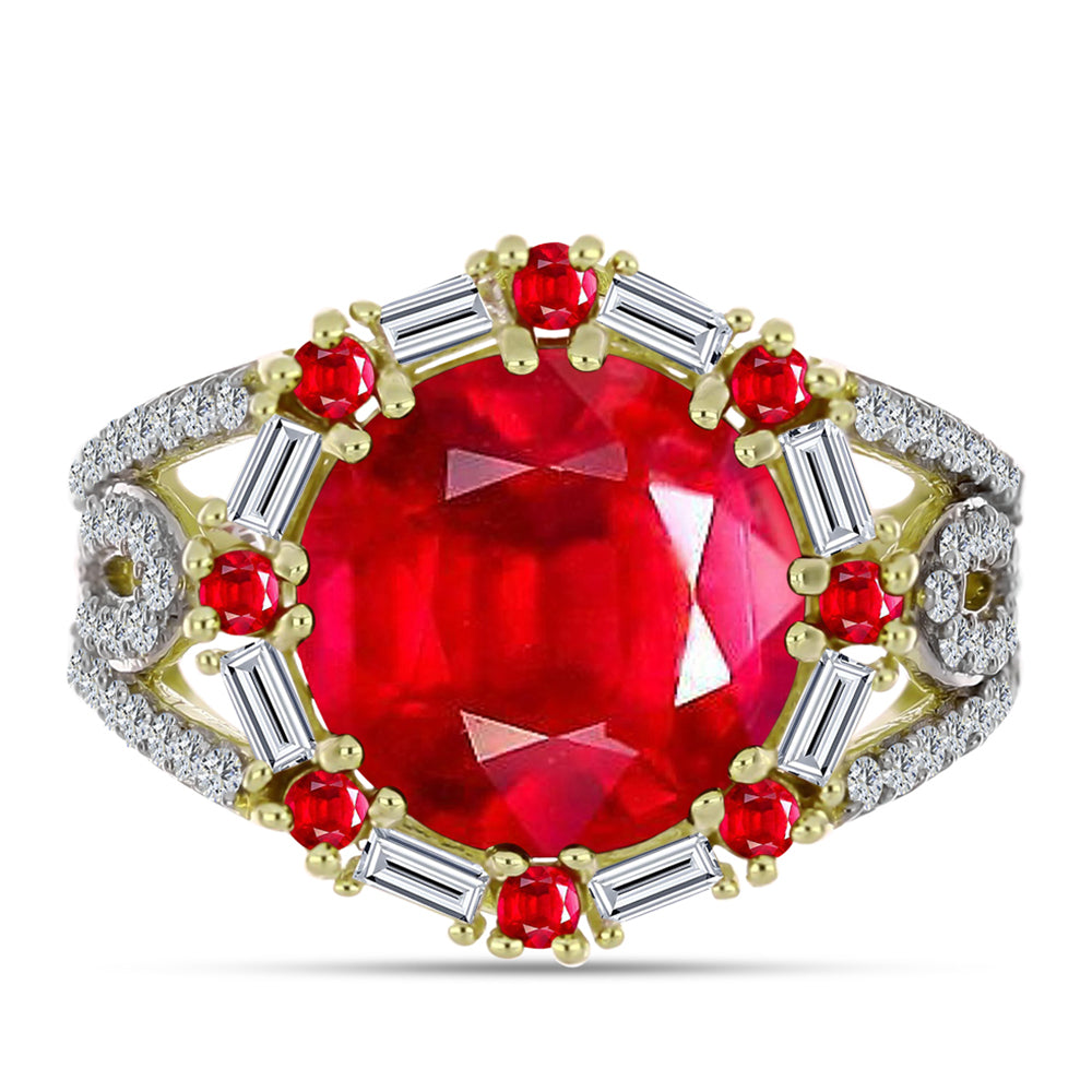 Anillo de Plata Bañada en Oro con Ágata Roja y Zircón Blanco