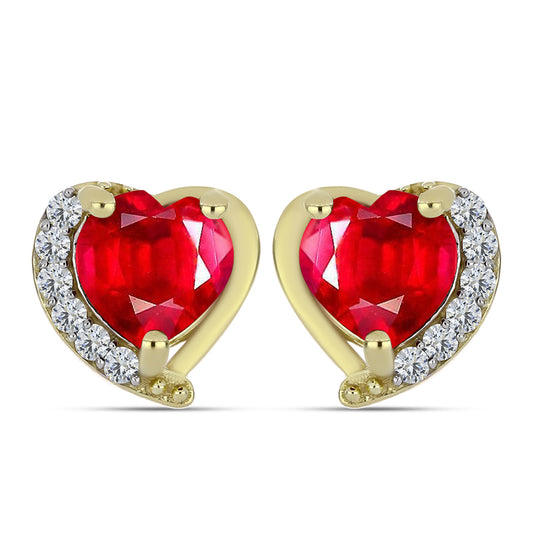 Pendientes de Plata Bañada en Oro con Ágata Roja y Topacio Blanco