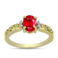 Anillo de Plata Bañada en Oro con Ágata Roja y Topacio Blanco