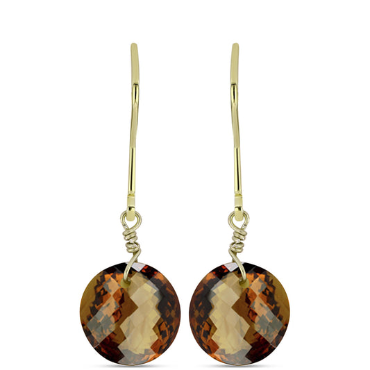 Pendientes de Plata Bañada en Oro con Cuarzo Coñac