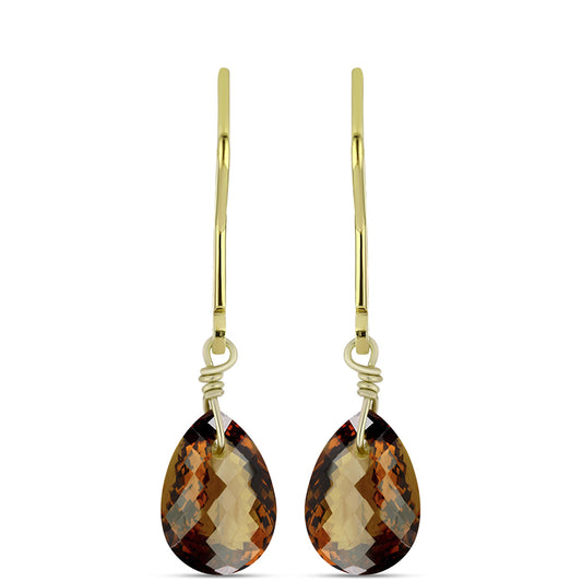 Pendientes de Plata Bañada en Oro con Cuarzo Coñac