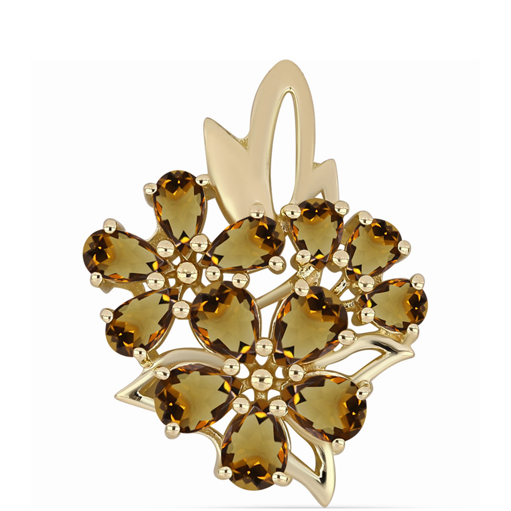 Colgante de Plata Bañada en Oro con Cuarzo Coñac