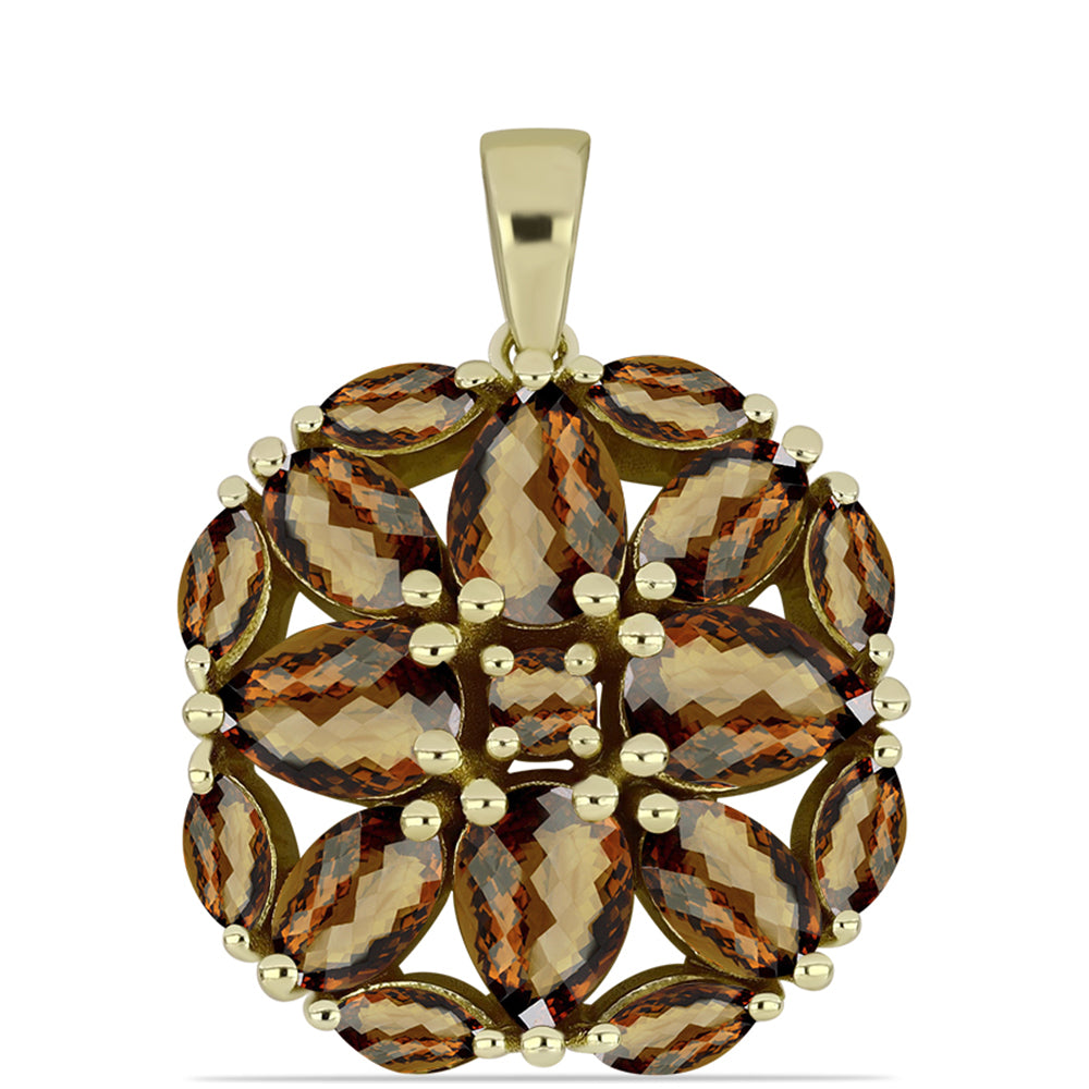 Colgante de Plata Bañada en Oro con Cuarzo Coñac 1 