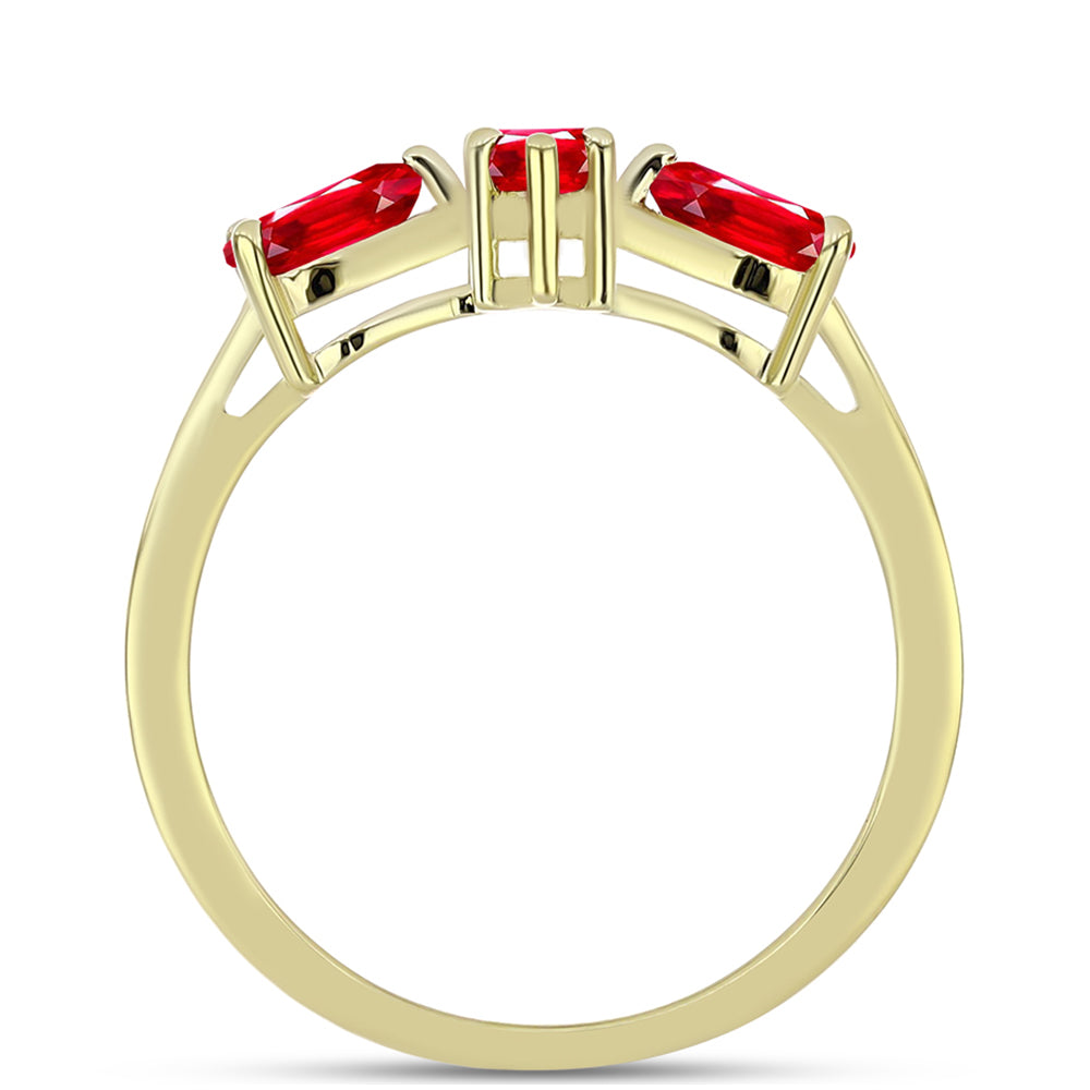 Anillo de Plata Bañada en Oro con Ágata Roja 2 