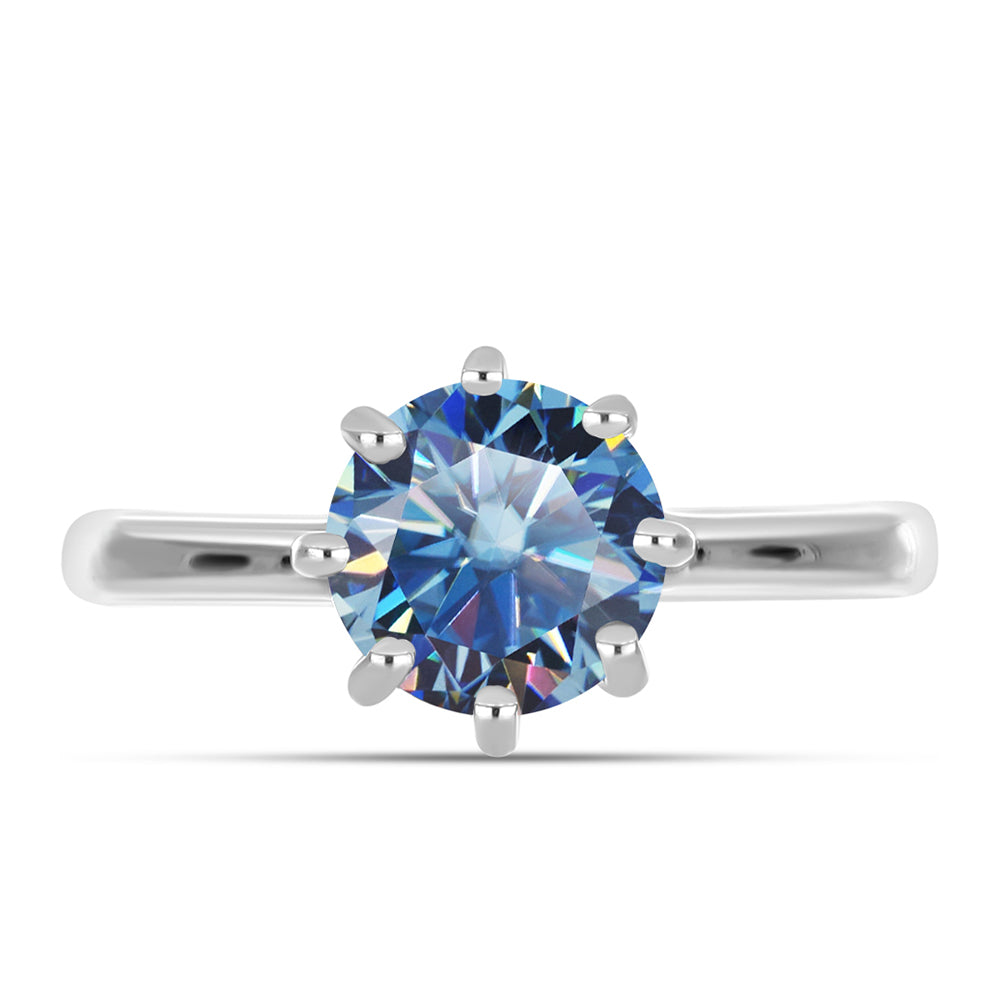 Anillo de Plata con Moisanita azul océano 1 