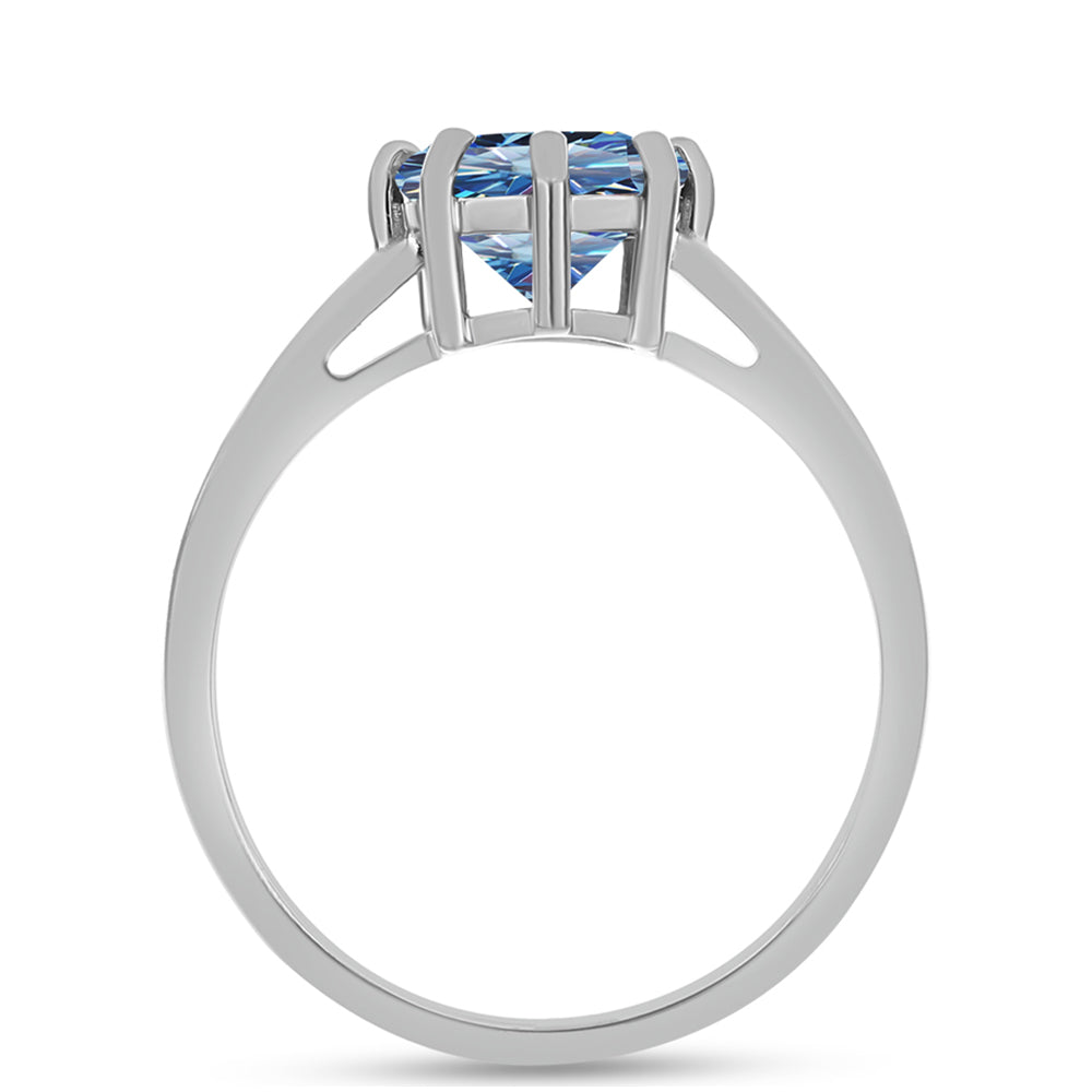 Anillo de Plata con Moisanita azul océano 2 