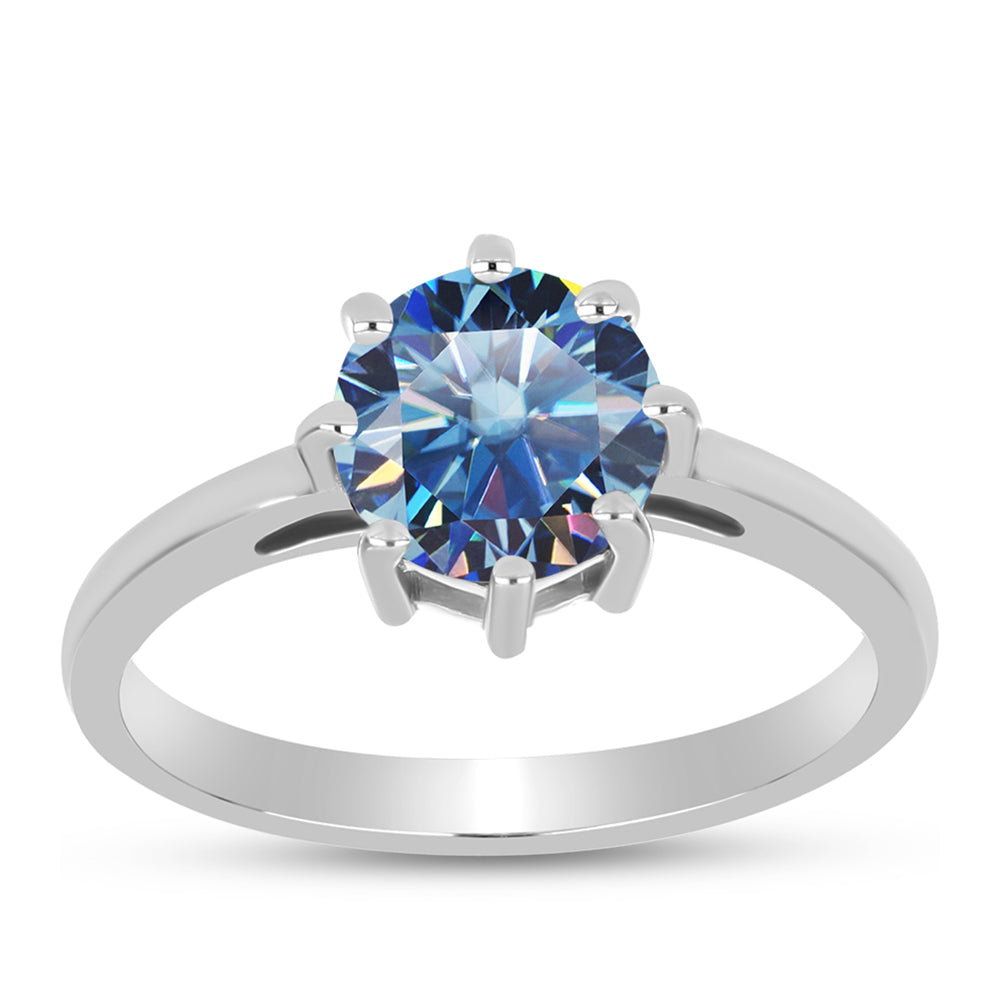 Anillo de Plata con Moisanita azul océano 3 