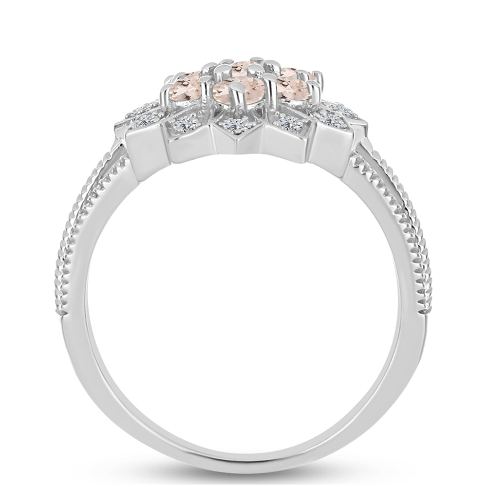 Anillo de Plata con Morganita de Gozareh y Topacio Blanco