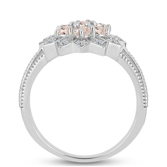 Anillo de Plata con Morganita de Gozareh y Topacio Blanco