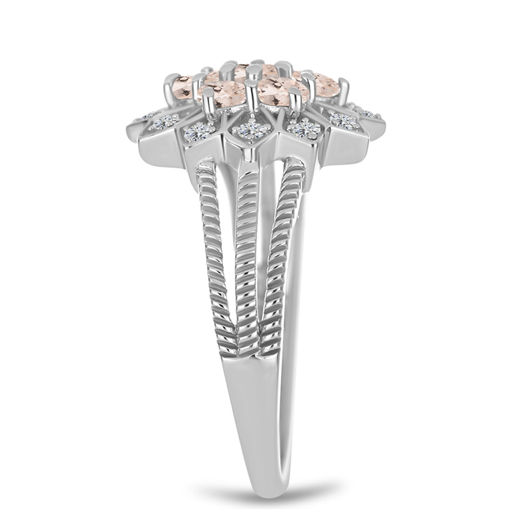 Anillo de Plata con Morganita de Gozareh y Topacio Blanco