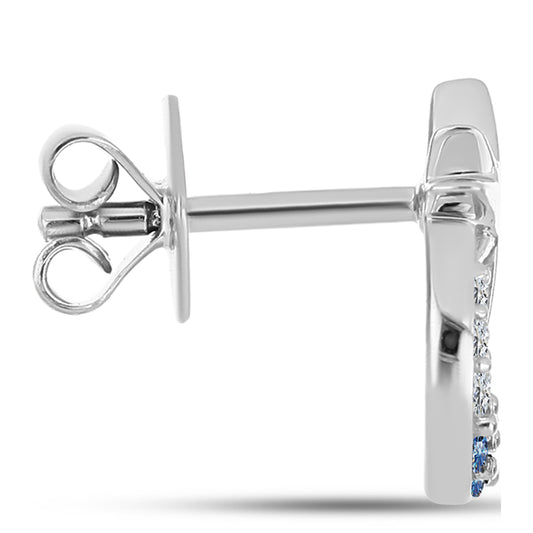 Pendientes de Plata con Moisanita azul océano y Topacio Blanco