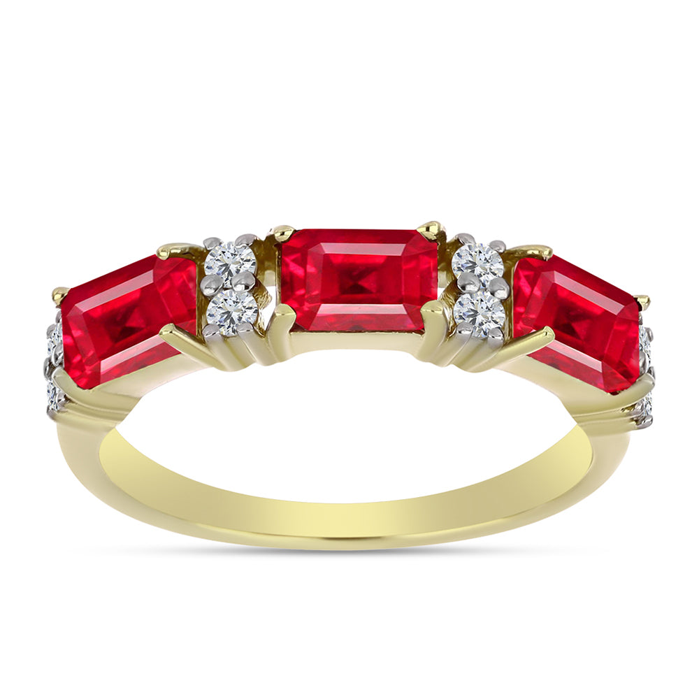 Anillo de Plata Bañada en Oro con Ágata Roja y Topacio Blanco