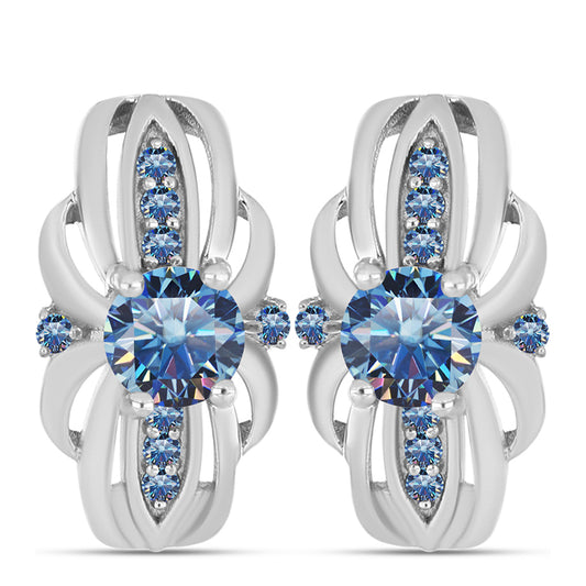 Pendientes de Plata con Moisanita azul océano