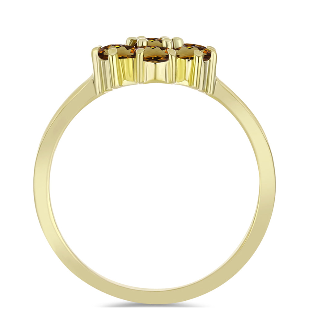 Anillo de Plata Bañada en Oro con Cuarzo Coñac