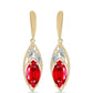 Pendientes de Plata Bañada en Oro con Ágata Roja y Topacio Blanco