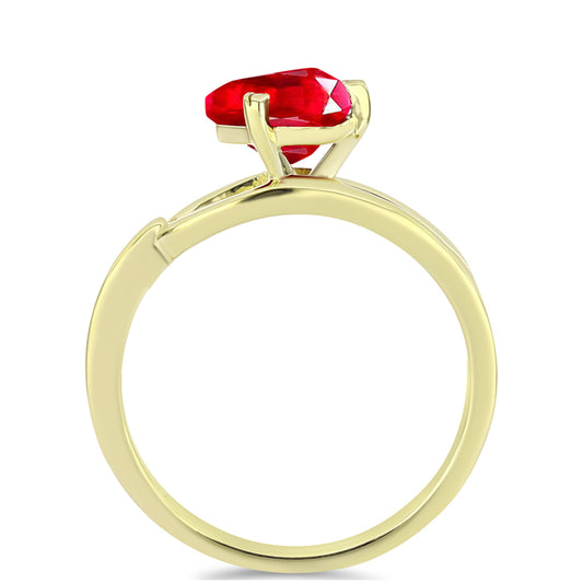 Anillo de Plata Bañada en Oro con Ágata Roja