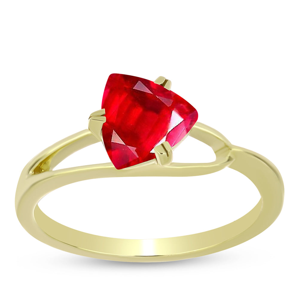 Anillo de Plata Bañada en Oro con Ágata Roja