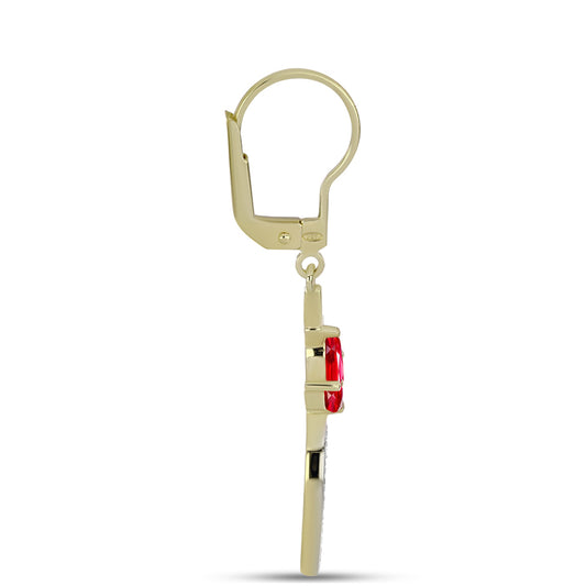 Pendientes de Plata Bañada en Oro con Ágata Roja y Topacio Blanco