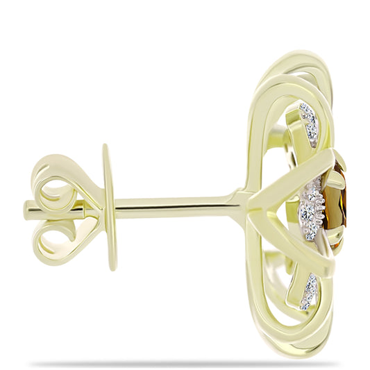 Pendientes de Plata Bañada en Oro con Cuarzo Coñac y Topacio Blanco