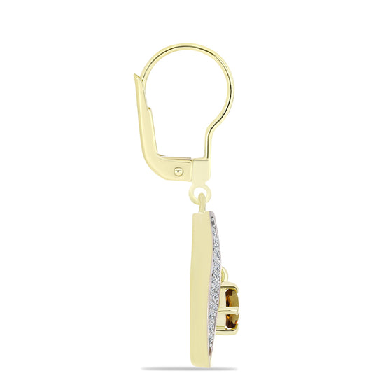 Pendientes de Plata Bañada en Oro con Cuarzo Coñac y Topacio Blanco