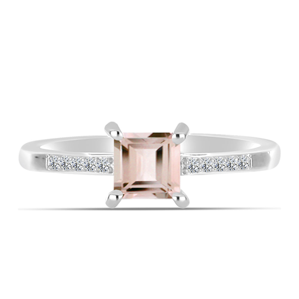 Anillo de Plata con Morganita de Gozareh y Topacio Blanco