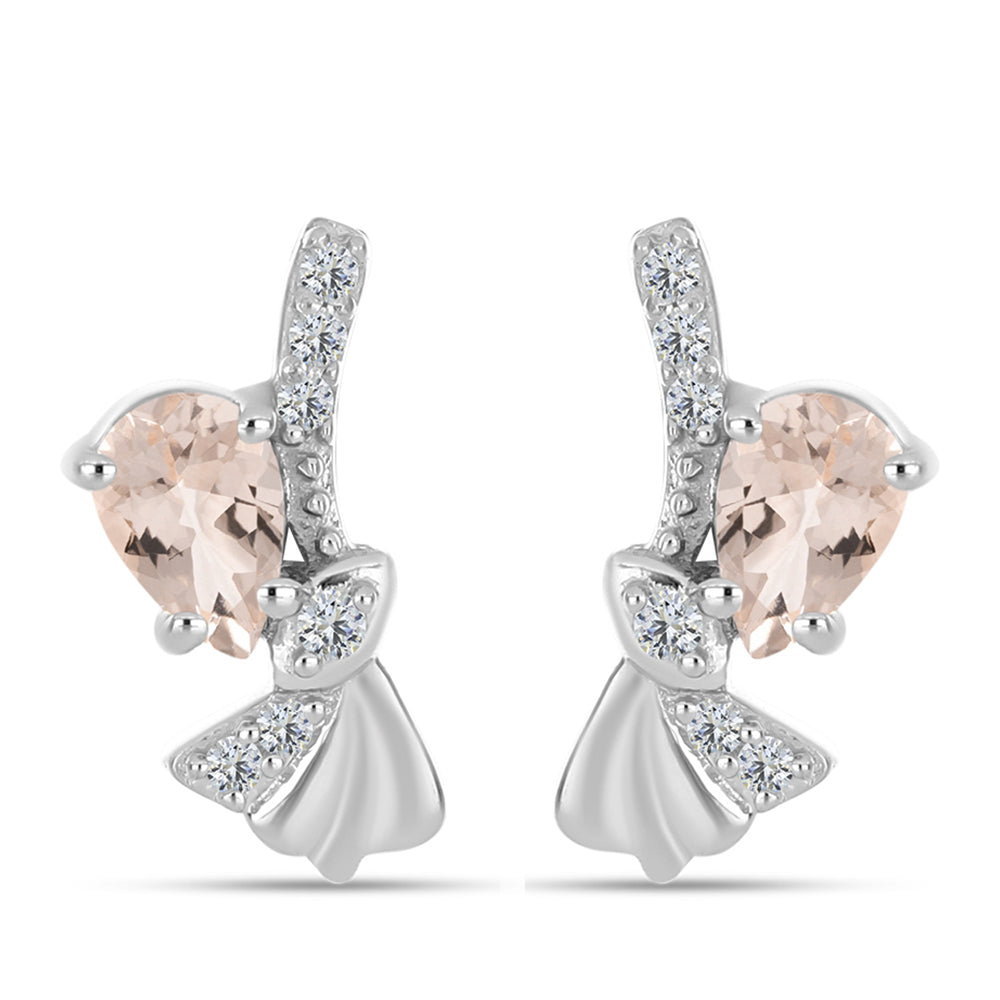 Pendientes de Plata con Morganita de Gozareh y Topacio Blanco