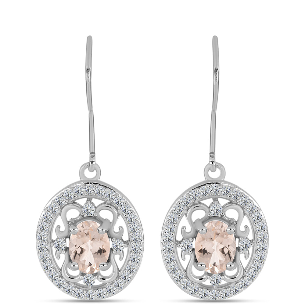 Pendientes de Plata con Morganita de Gozareh y Topacio Blanco 1 