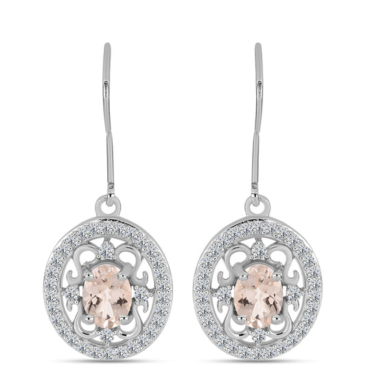 Pendientes de Plata con Morganita de Gozareh y Topacio Blanco