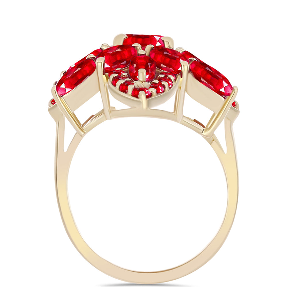 Anillo de Plata Bañada en Oro con Ágata Roja