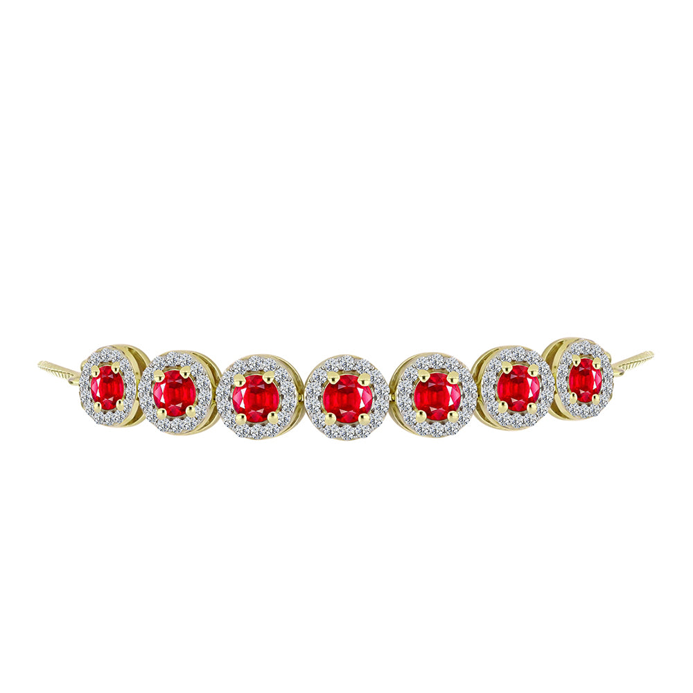Pulsera de Plata Bañada en Oro con Ágata Roja y Topacio Blanco 2 
