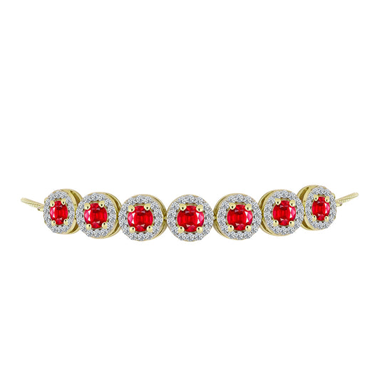 Pulsera de Plata Bañada en Oro con Ágata Roja y Topacio Blanco