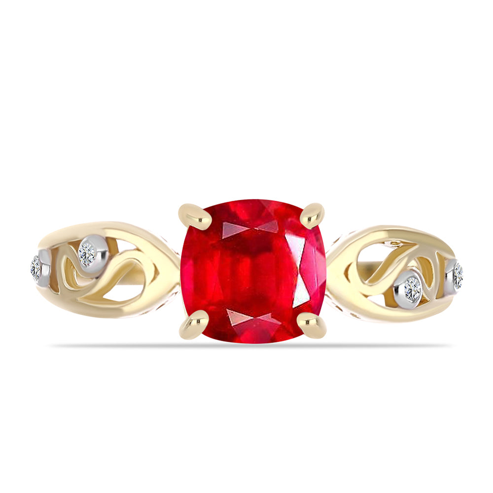 Anillo de Plata Bañada en Oro con Ágata Roja y Topacio Blanco