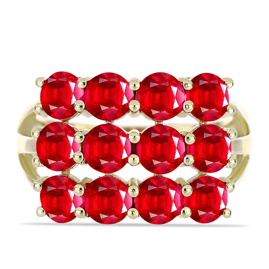 Anillo de Plata Bañada en Oro con Ágata Roja