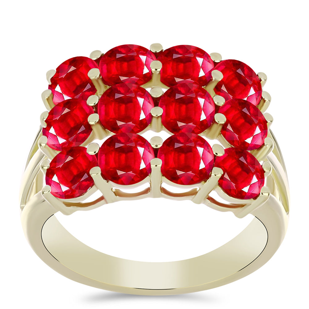 Anillo de Plata Bañada en Oro con Ágata Roja 3 