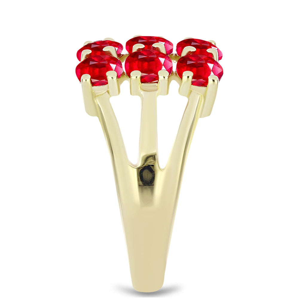 Anillo de Plata Bañada en Oro con Ágata Roja 4 