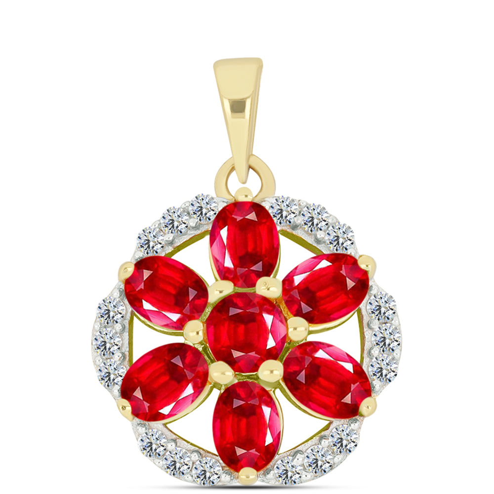 Colgante de Plata Bañada en Oro con Ágata Roja 1 