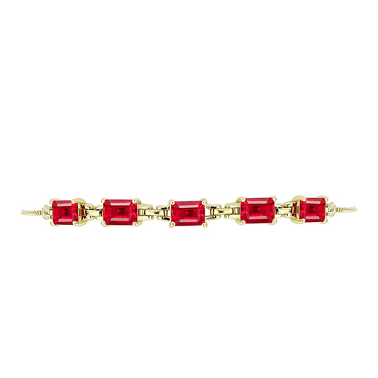 Pulsera de Plata Bañada en Oro con Ágata Roja