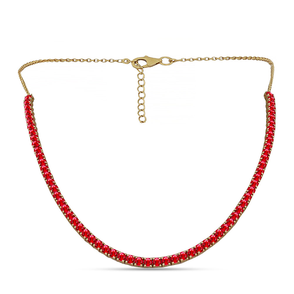 Collar de Plata Bañada en Oro con Ágata Roja 1 